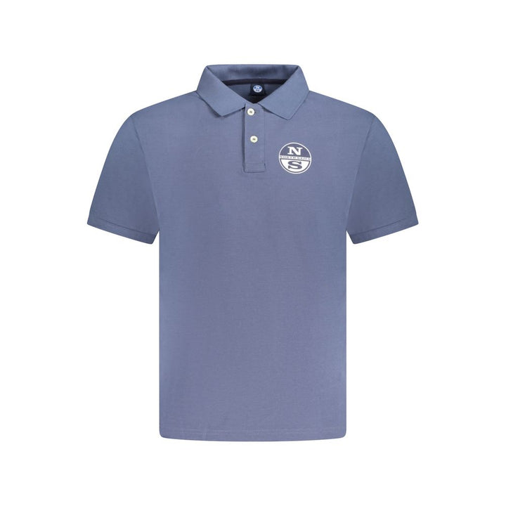 Blue Cotton Men Polo Shirt