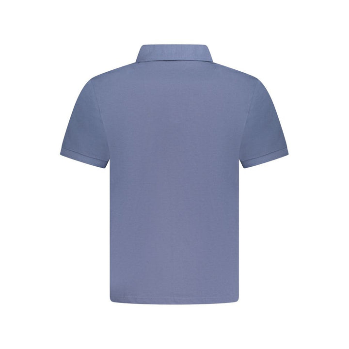 Blue Cotton Men Polo Shirt