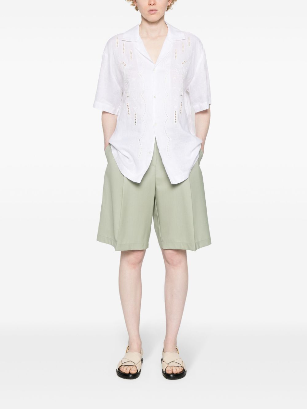 floral-embroidery linen shirt-2