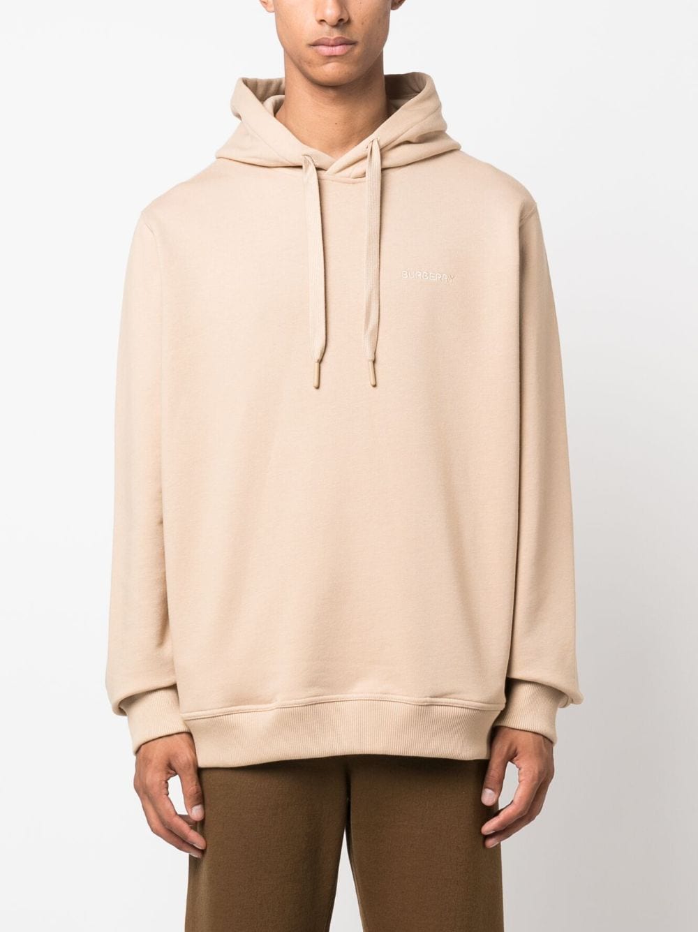 BURBERRY logo-embroidered cotton hoodie-2