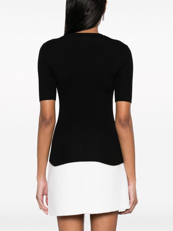 PAROSH ribbed-knit wool T-shirt-4