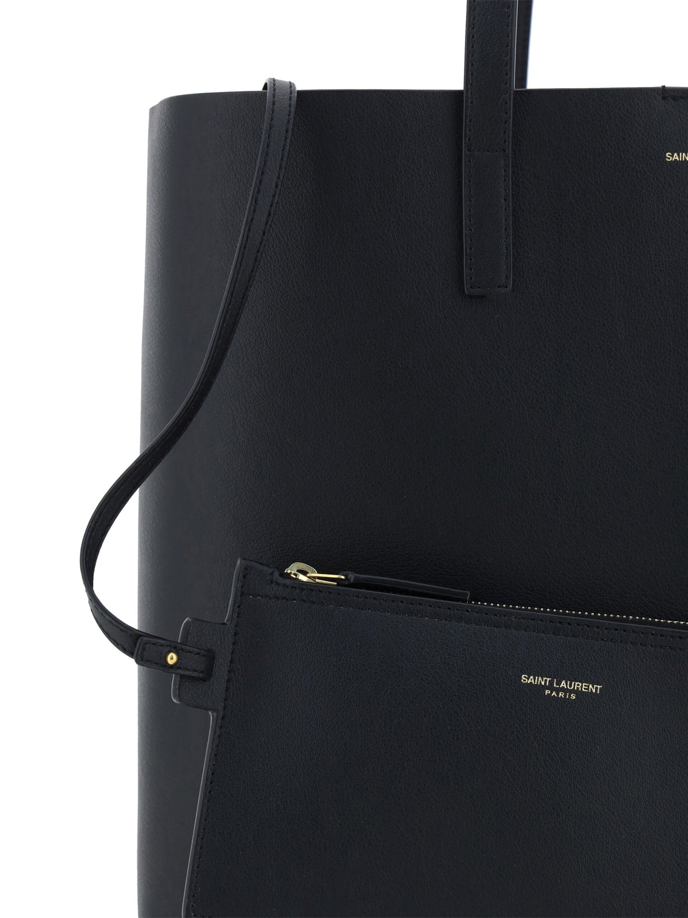 Saint Laurent Black Calf Leather Tote Shoulder Bag
