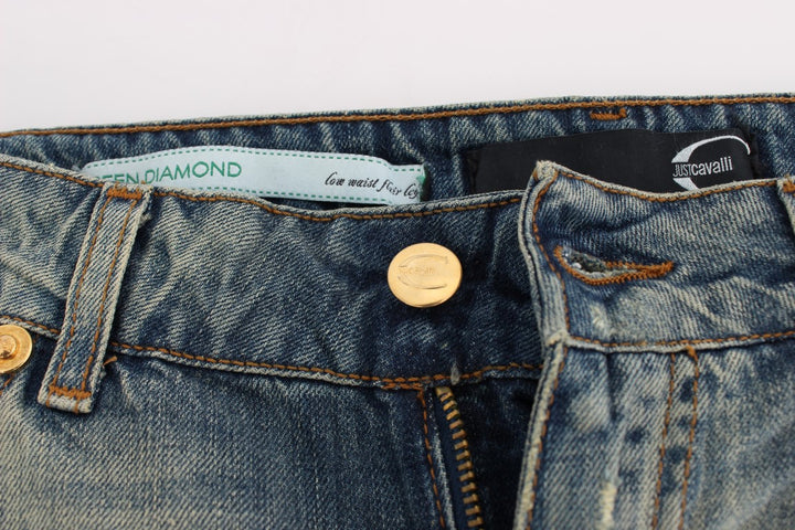 Cavalli Blue Cotton Low Waist Jeans