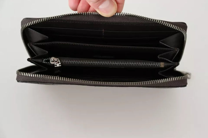 Dolce & Gabbana Brown Exotic Leather Zip Around Continental Clutch Wallet