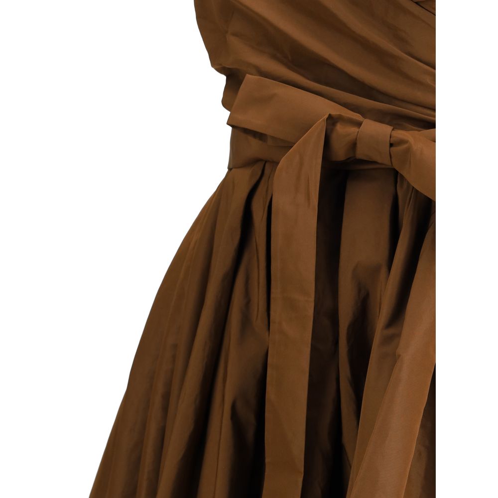 pinko strapless dress PINKO Strapless Ruched Asymmetric Midi Dress | Pink