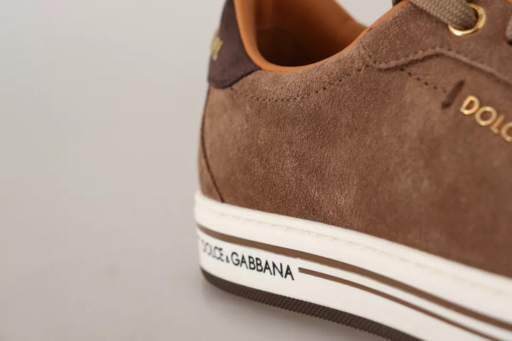 Dolce & Gabbana Brown Suede Logo Low Top Sneakers Men Shoes