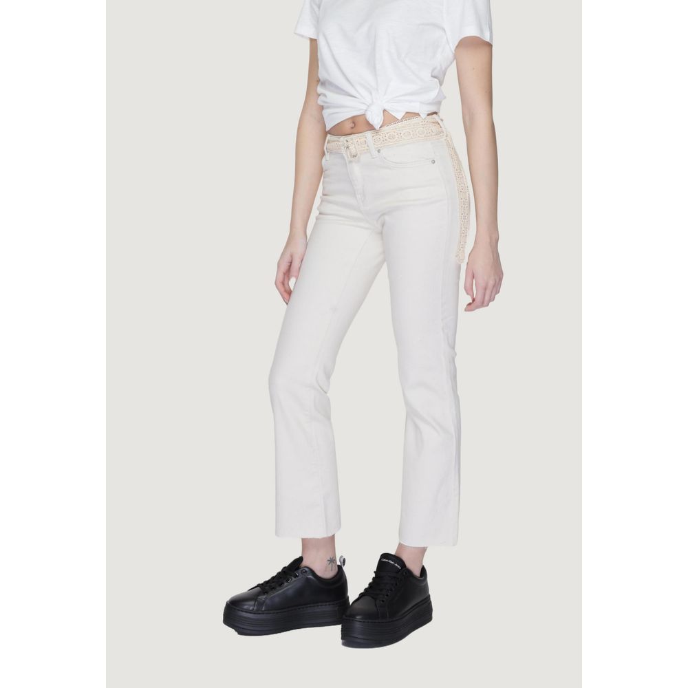 Beige Cotton Bootcut Jean