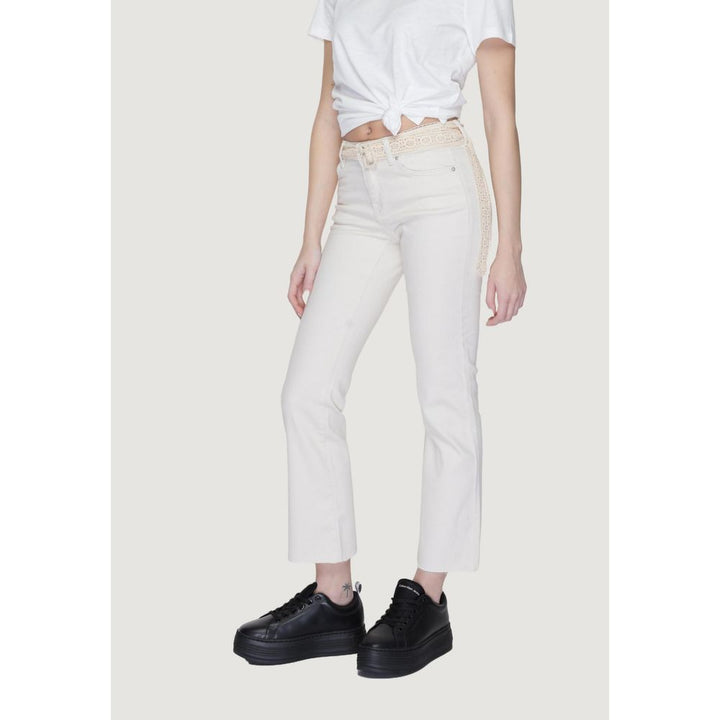 Beige Cotton Bootcut Jean