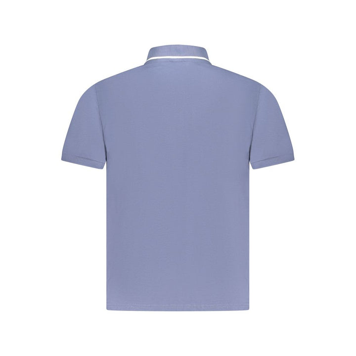 Blue Cotton Men Polo Shirt