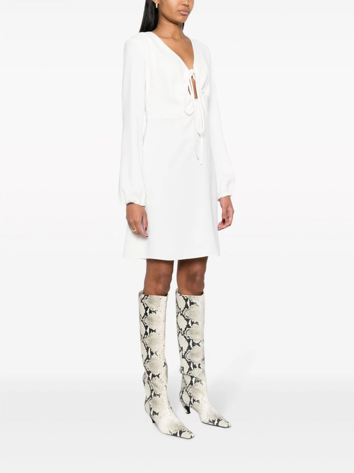 PAROSH Abito V-neck keyhole dress-6