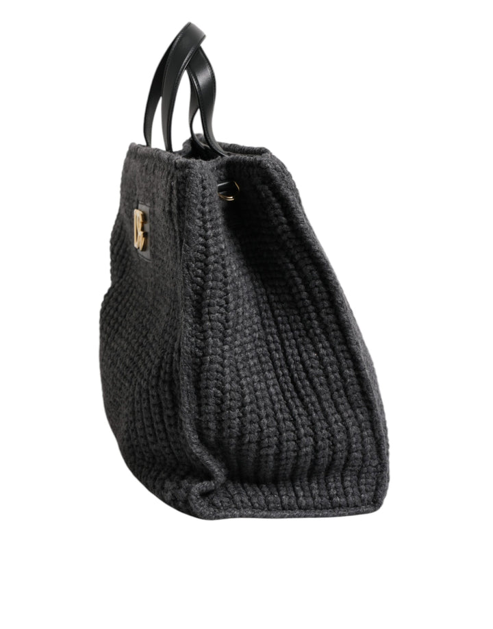 Black Large Knitted Crochet Shoulder Shopper DG Logo Bag