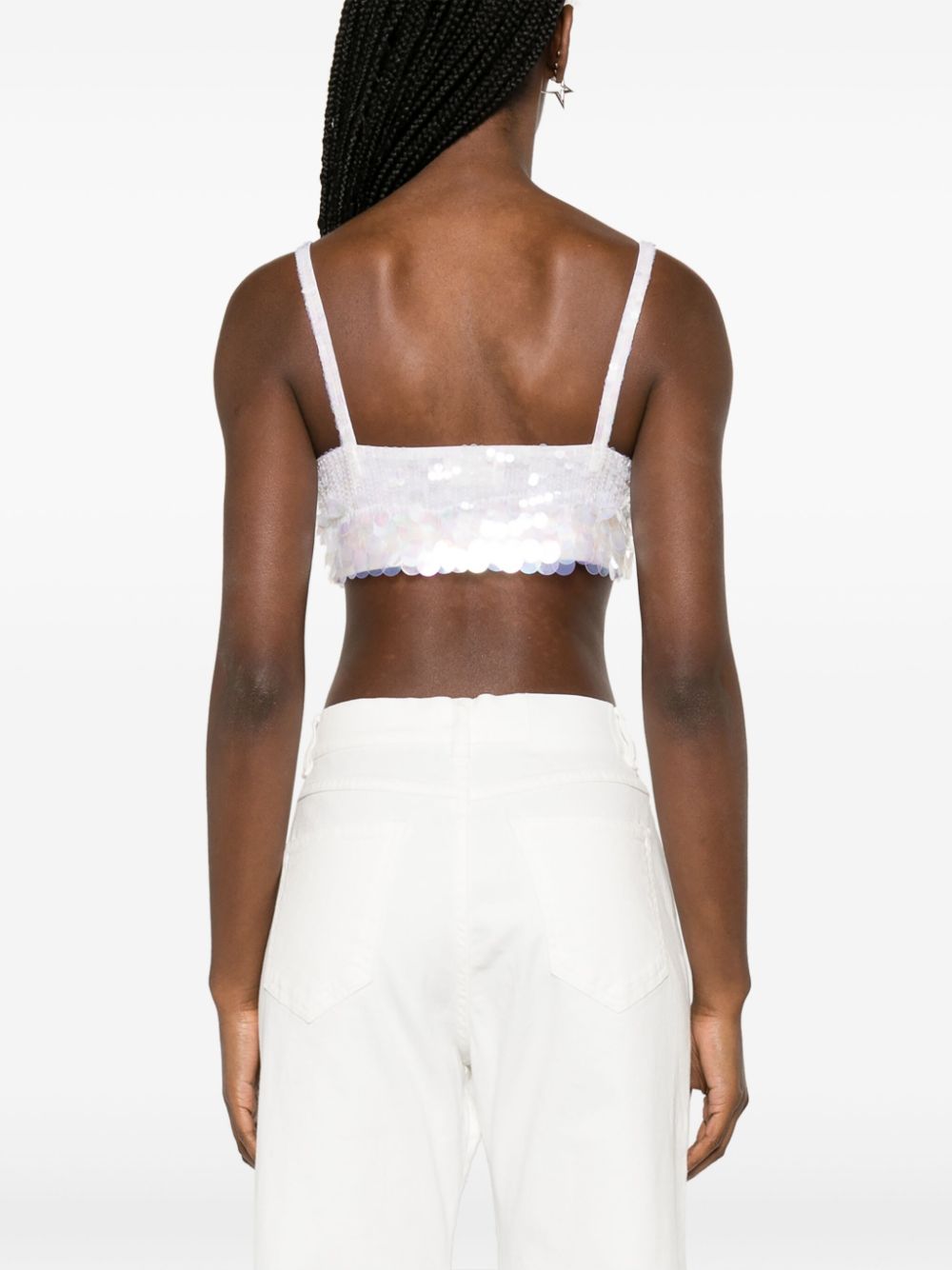 iridescent sequin cropped top-12