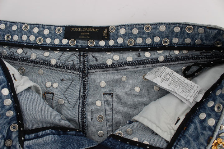 Dolce & Gabbana Crystal Roses Heart Embellished Jeans