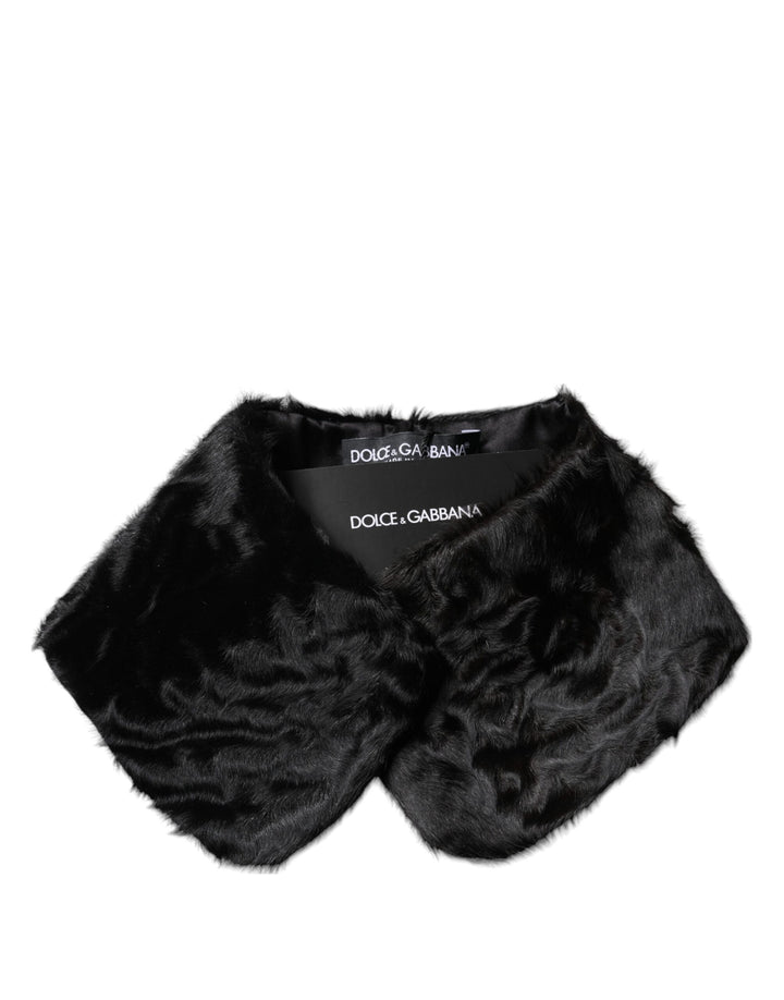 Black Lamb Fur Collar Women Neck Wrap Scarf