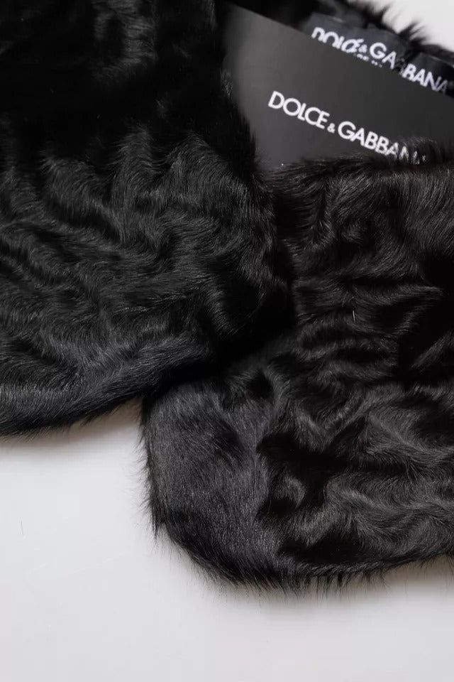 Black Lamb Fur Collar Women Neck Wrap Scarf