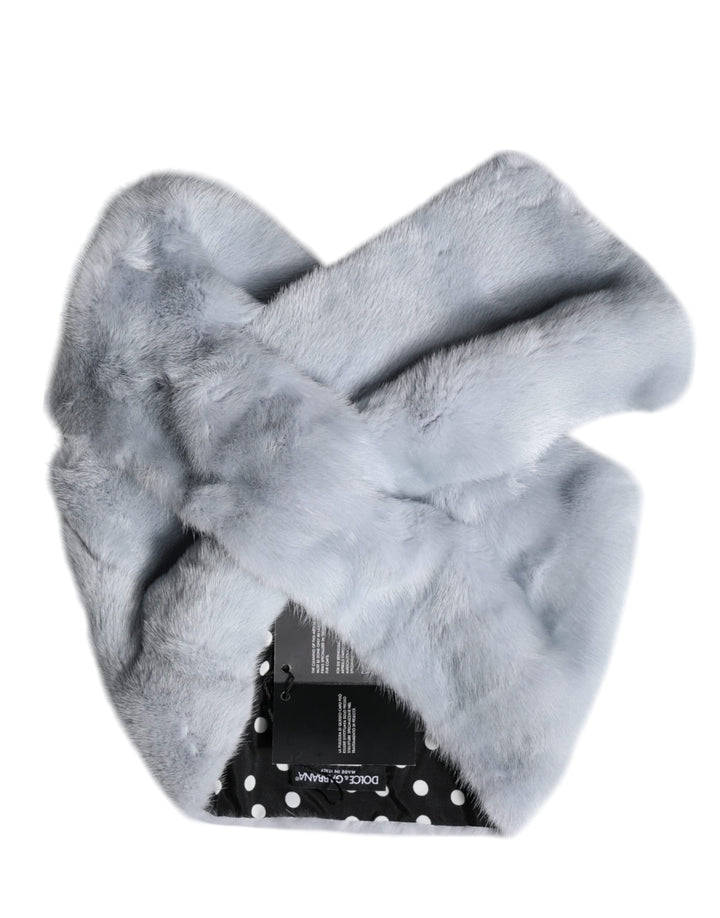 Powder Blue Mink Fur Neck Warmer Scarf