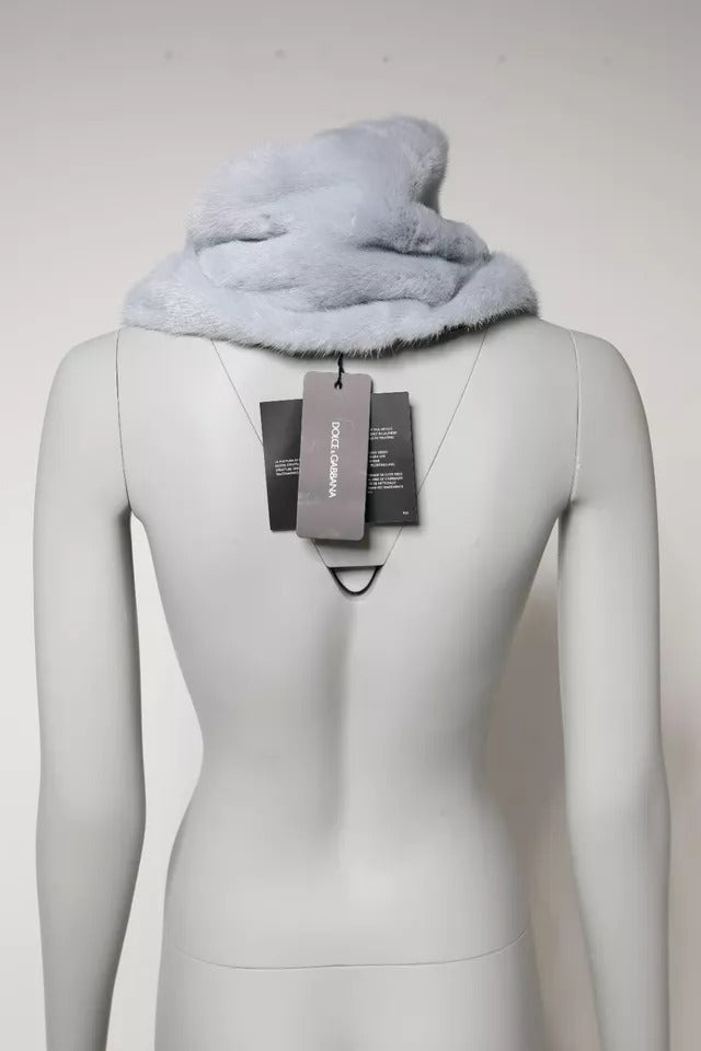Powder Blue Mink Fur Neck Warmer Scarf
