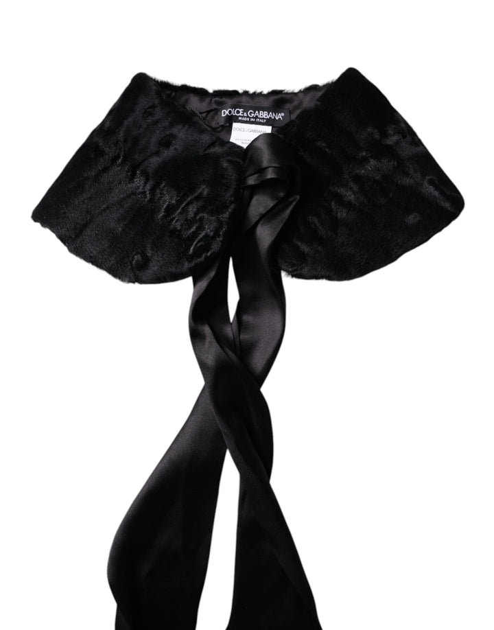 Black Lamb Fur Women Neck Warmer Winter Scarf