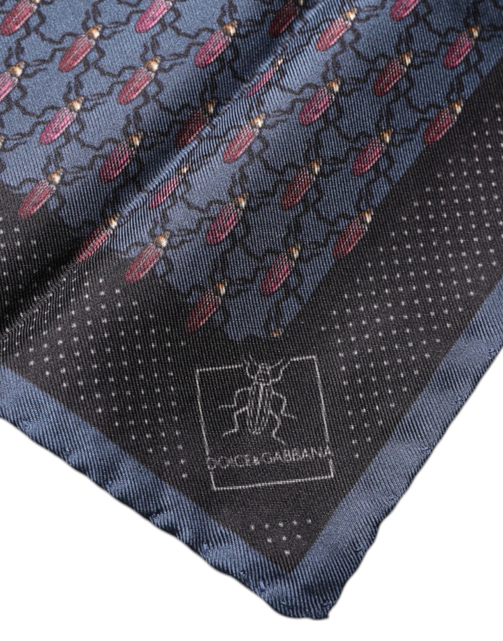 Dark Blue Beetle Square Handkerchief Scarf