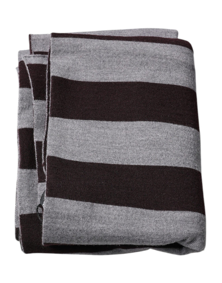 Black Gray Stripes Wool Neck Wrap Scarf