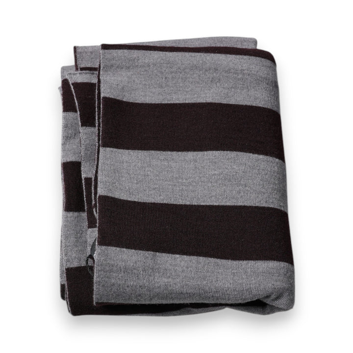 Black Gray Stripes Wool Neck Wrap Scarf