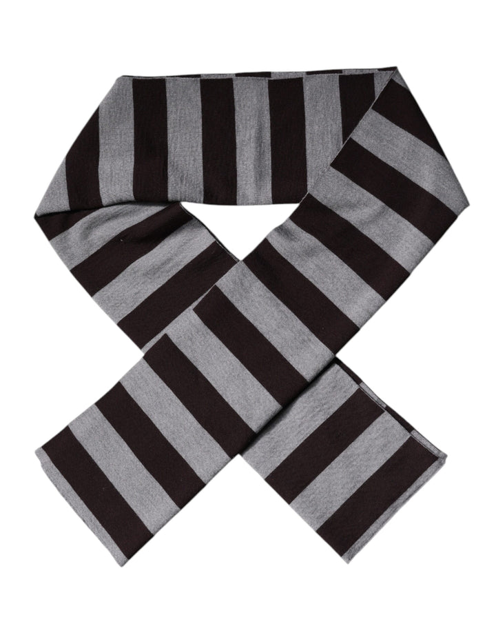 Black Gray Stripes Wool Neck Wrap Scarf