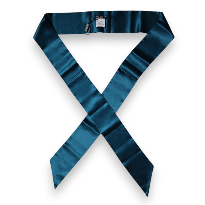 Dark Green Satin Silk Skinny Foulard Scarf