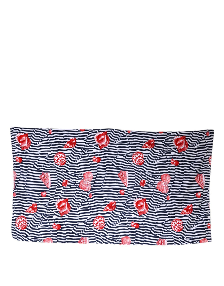 Multicolor Stripes Seashells Beach Towel