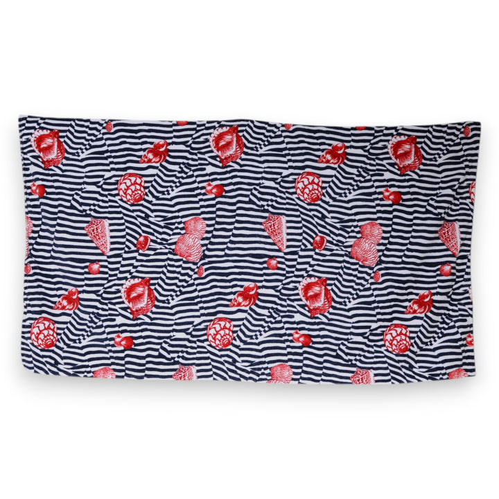 Multicolor Stripes Seashells Beach Towel