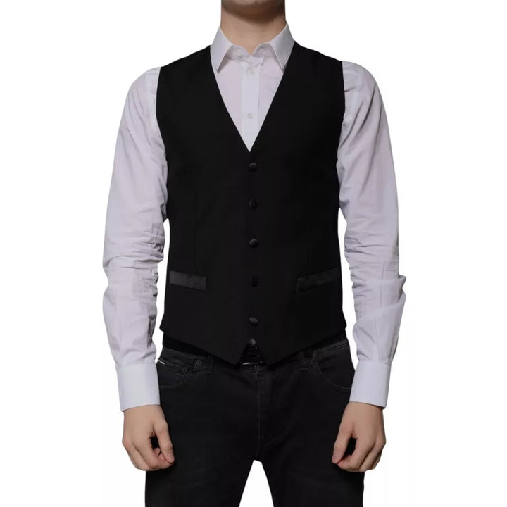 Black Wool Formal Dress Men Waistcoat Vest