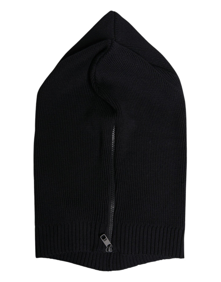 Black Wool Whole Head Wrap Balaclava Hat