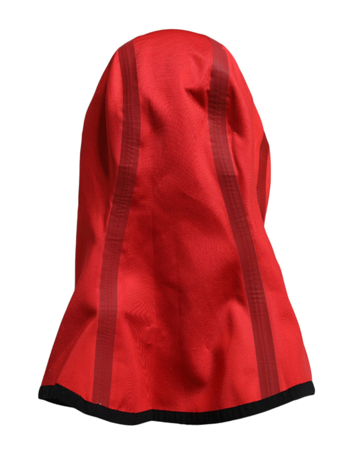 Red Logo Polyester Wide Brim Balaclava Hat
