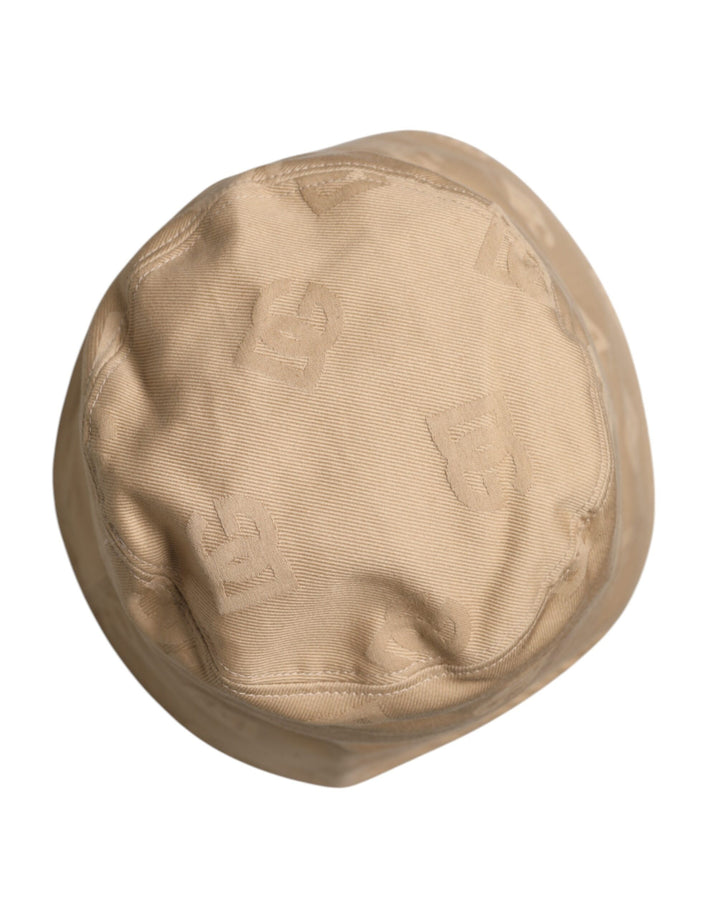 Beige Logo Monogram Cotton Bucket Cap