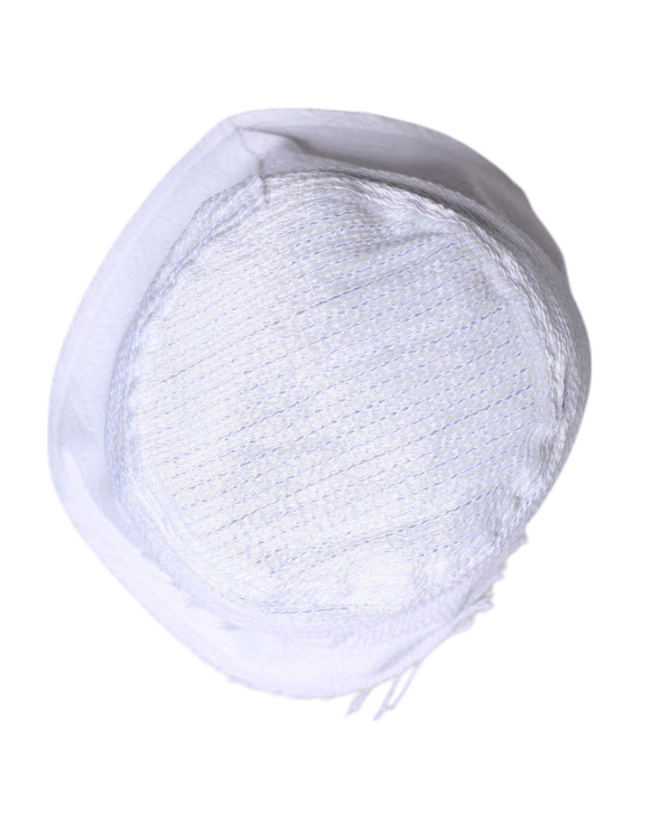 White Polyester Wide Brim Bucket Hat
