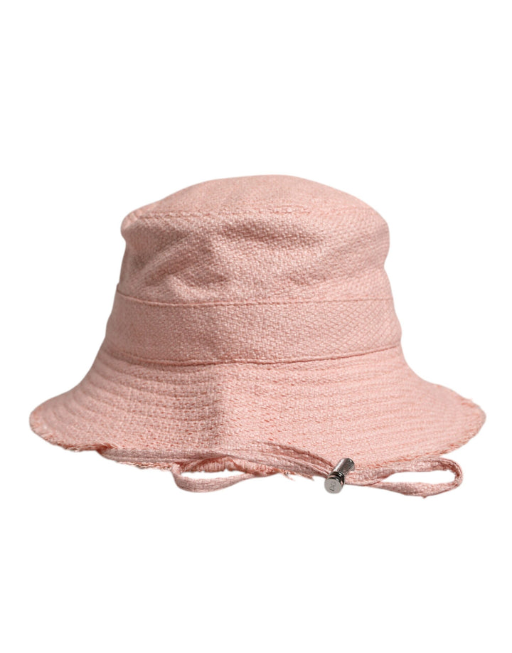 Pink Cotton Wide Brim Bucket Hat