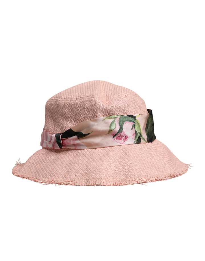 Pink Cotton Wide Brim Bucket Hat