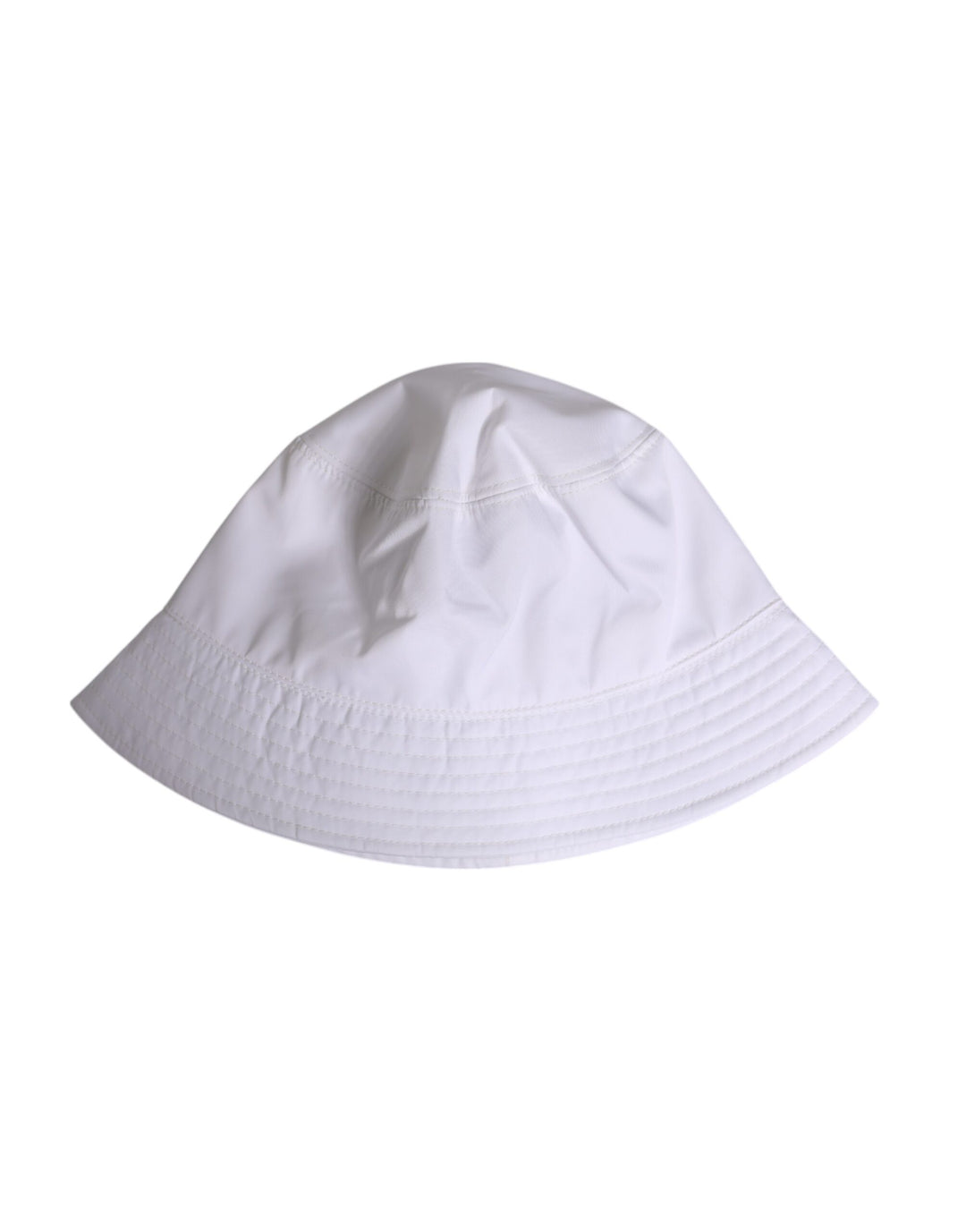 White Cotton Wide Brim Bucket Hat