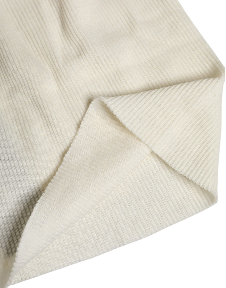 Beige Wool Blend Knitted Beanie Cap