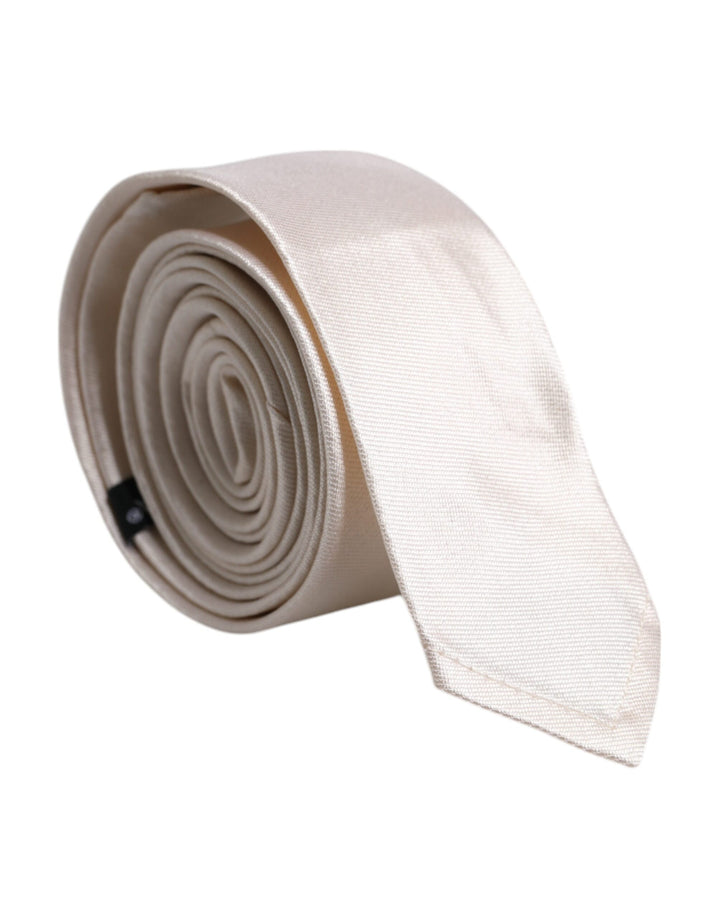 White Solid Silk Adjustable Necktie Tie