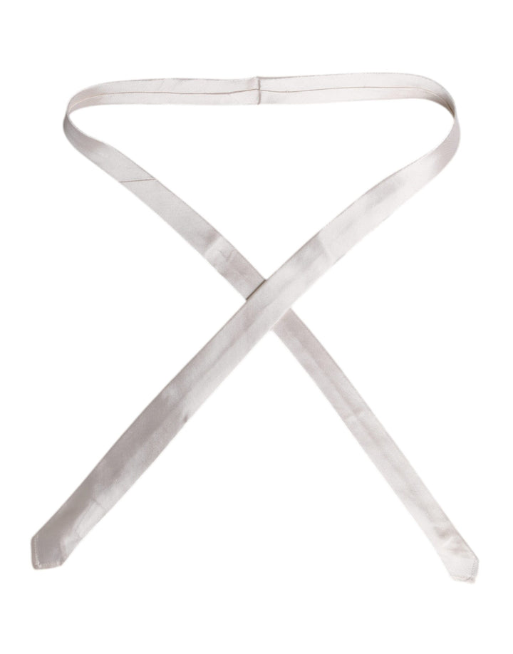 White Solid Silk Adjustable Necktie Tie