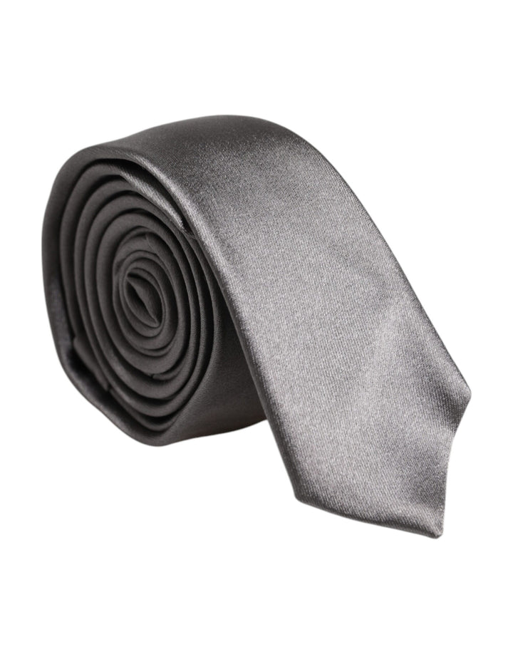 Metallic Silver Silk Adjustable Necktie Tie