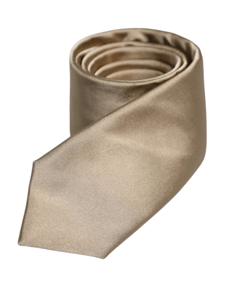 Dolce & Gabbana Beige Solid Silk Adjustable Necktie Tie
