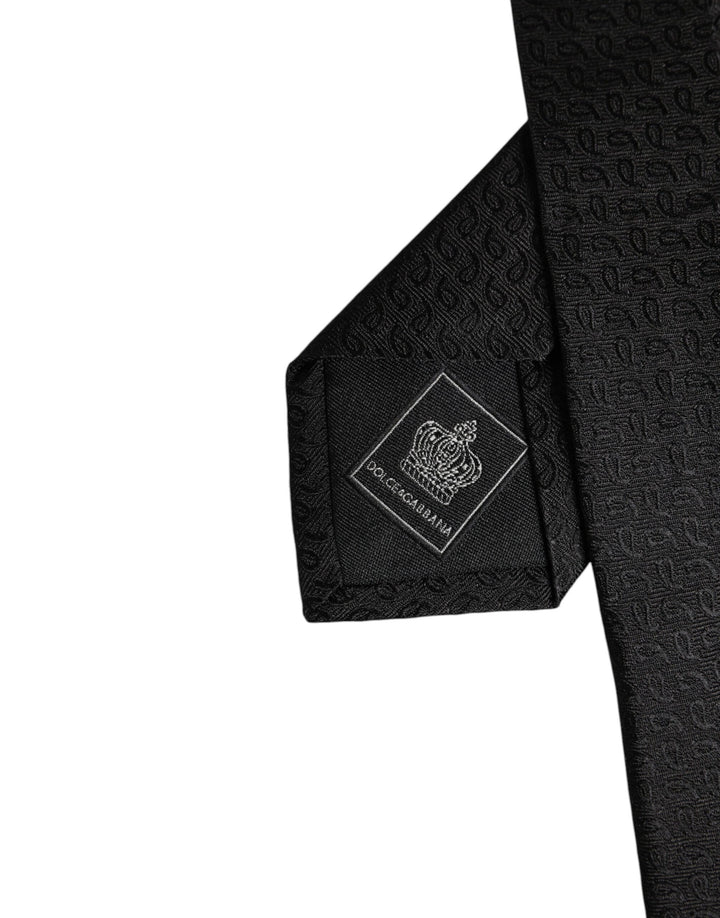 Black Patterned Silk Adjustable Necktie Tie