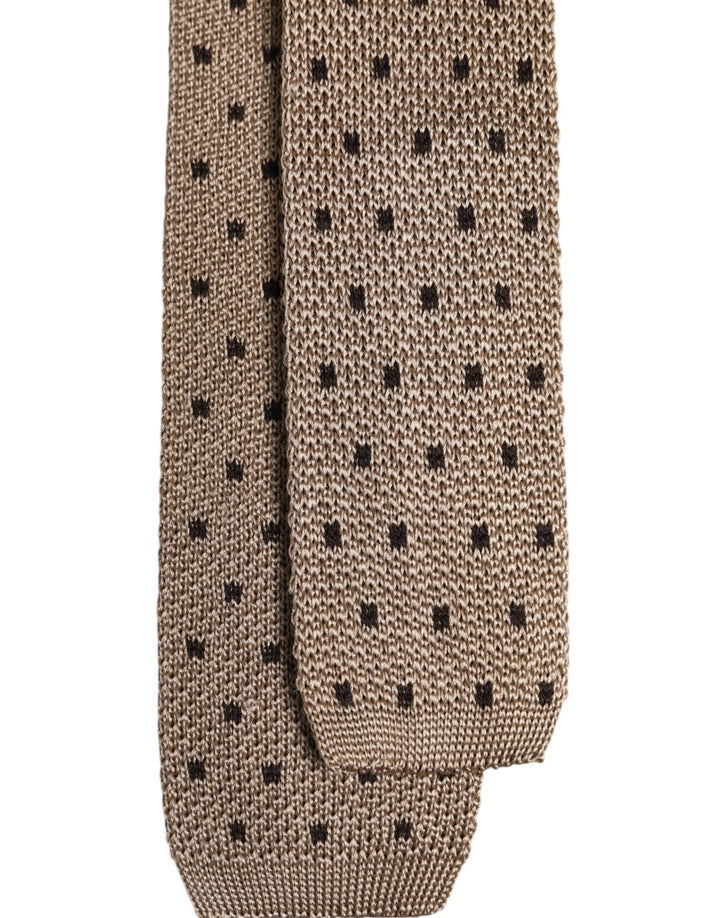 Beige Polka Dot Silk Adjustable Necktie Tie