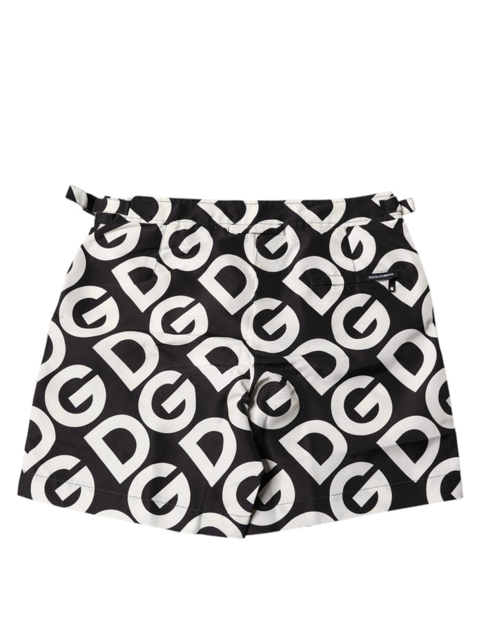 Black White Logo Beachwear Shorts Swimwear