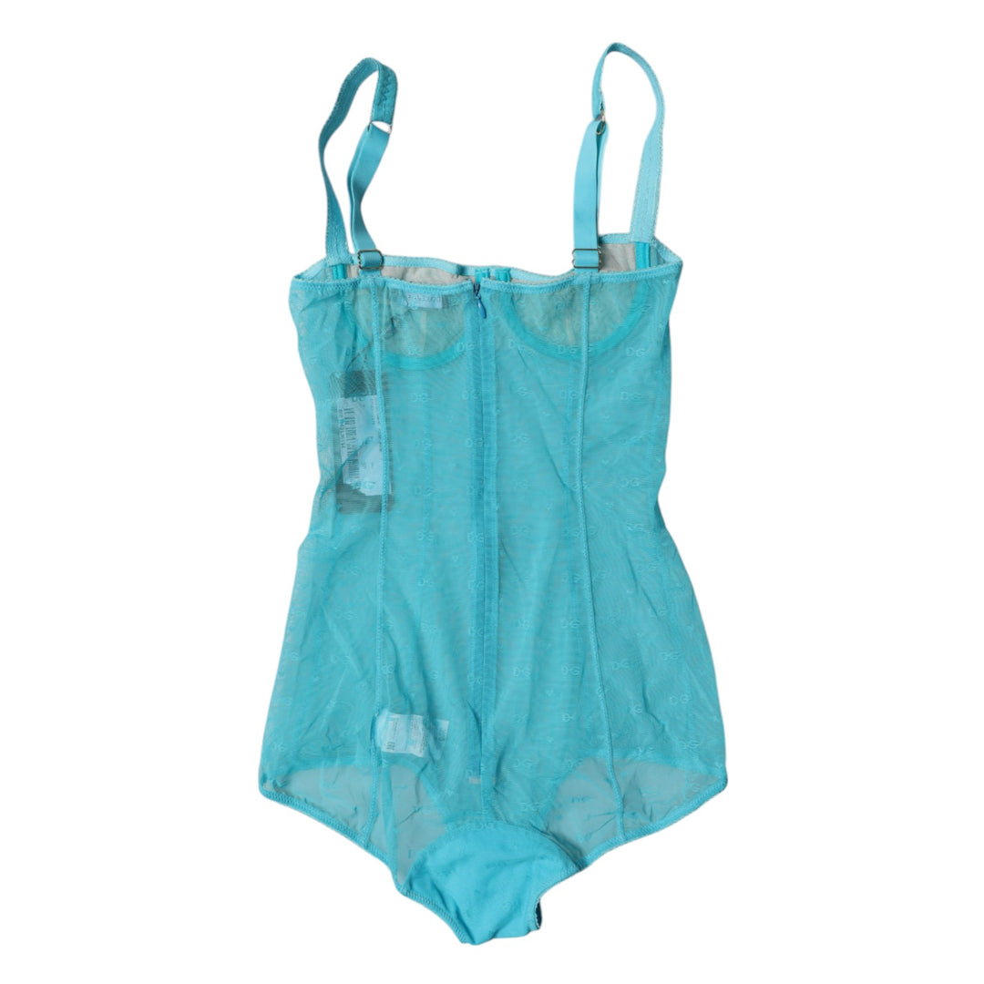 Blue Tulle Balconette Bra Bodysuit Underwear