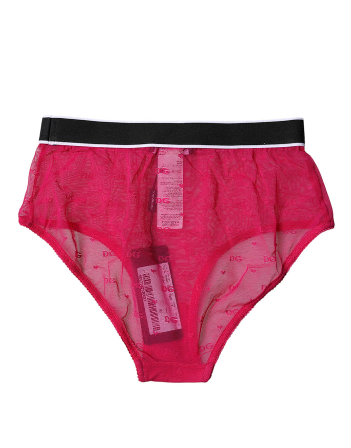 Fuchsia Tulle Nylon Mid Waist Panty Underwear