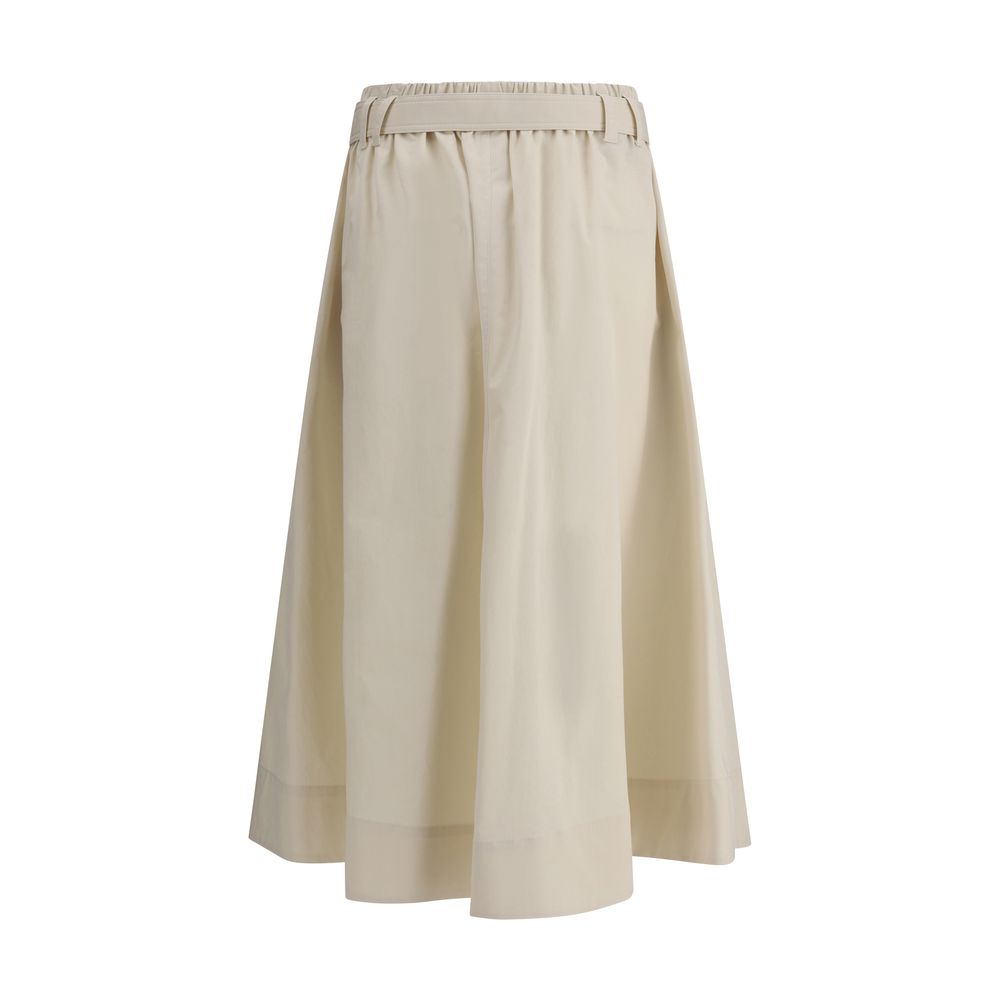 Cream Wide Long Skirt