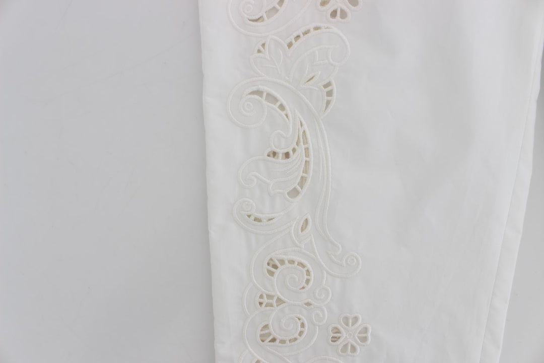 Dolce & Gabbana White Floral Cutout Dress Sicily Pants