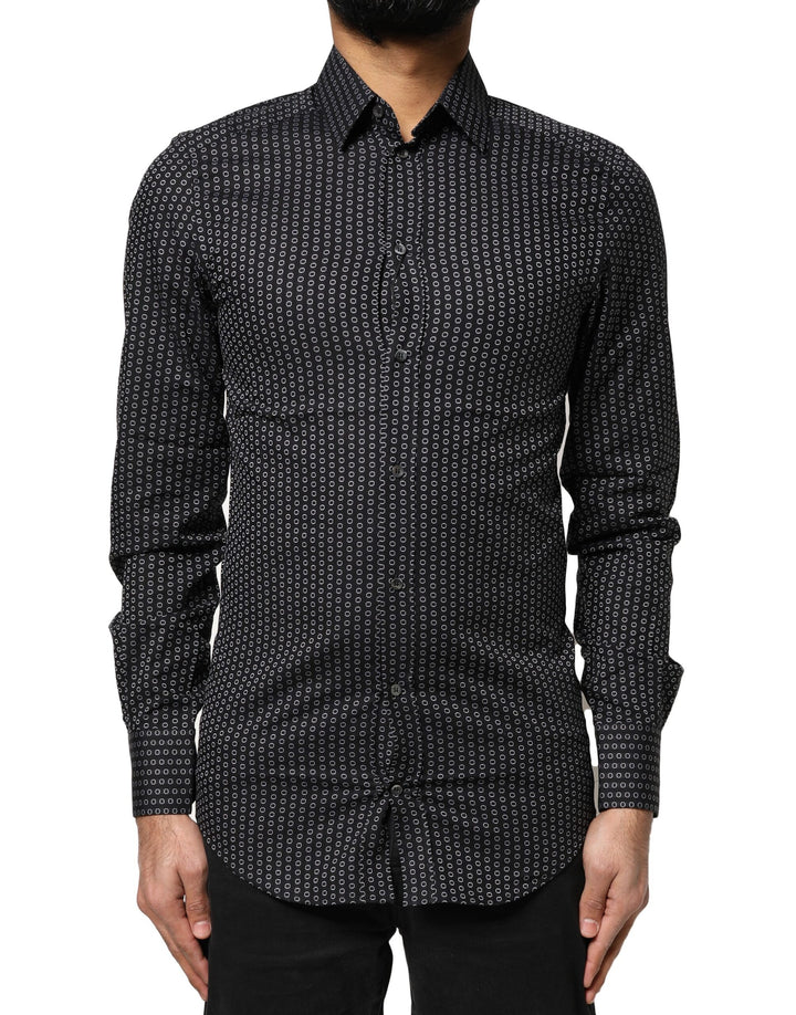 Black GOLD Patterned Cotton Men Dress Shirt